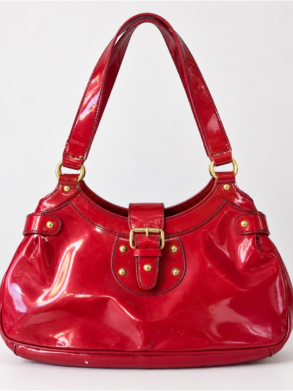 MAXX New York Red Patent Shoulder Bag Y2K Leopard Lining